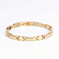 Bracelets de luxe en acier inoxydable plaqué or 18 ct bijoux pour hommes femmes énergie magnétique bracelet de puissance au germanium santé