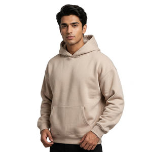 Sudaderas con capucha extragrandes de algodón 420g de alta calidad para hombre, sin cordones, hombros caídos, forro polar liso, personalizables para invierno, venta al por mayor - Product Image 1