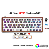 Claviers mécaniques personnalisés à 61 touches RGB Hot Swap avec boîtier en bois Gateron Kit de bricolage pour fabricant original Skyloong