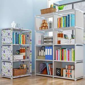 Meilleures Ventes : Bibliothèque DIY à Double Rangée et 8 Compartiments, Étagère de Salon, Bibliothèque Simple pour Chambre d'Enfant avec Base de Rangement - Product Image 4