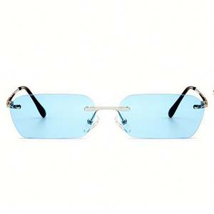 Gafas de Sol Cuadradas Retro Modernas al por Mayor para Hombre y Mujer, Lentes Rojas, Amarillas y Azules, Gafas de Sol Rectangulares Pequeñas sin Montura para Mujer - Product Image 6