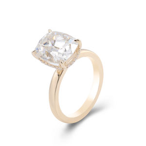 Anillo de boda para mujer, sortija larga, oro amarillo de 14 quilates, 14k, piedra preciosa, 9x11mm - Product Image 2