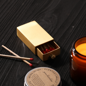 Maxery classico supporto di sicurezza per partita scorrevole in ottone massiccio porta fiammiferi con LOGO personalizzato e attaccante satinato oro scatola di fiammiferi - Product Image 3