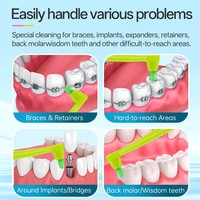 Brosse à dents interdentaire orthodontique souple en nylon HBAJ, à tête unique, avec 6 têtes, pour usage dentaire adulte, vente en gros