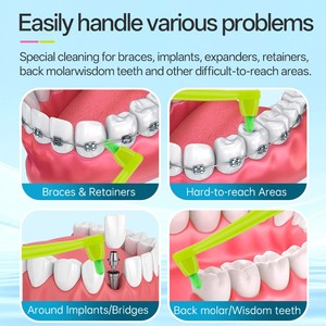 Brosse à dents interdentaire orthodontique souple en nylon HBAJ, à tête unique, avec 6 têtes, pour usage dentaire adulte, vente en gros - Product Image 4