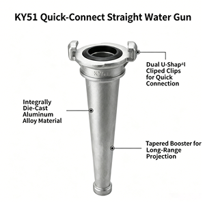Accessoire professionnel personnalisé en aluminium KY51 pour équipement de lutte contre l'incendie, buse de pulvérisation pour tuyau d'incendie - Product Image 1