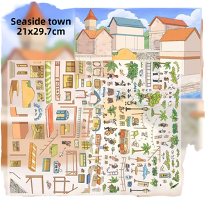 1 Pack Autocollants 3D Paysage Urbain en Bord de Mer A4 Extra-Large, Film Transparent Brillant Double Face Auto-adhésif, Décoration de Vacances - Product Image 1