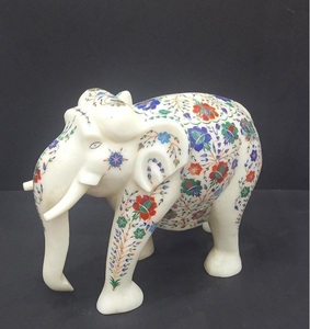 Outdoor Big White Elephant Carving <b>Stone</b> Sculpture Statue for Modern <b>Garden</b> Home City Park Zoo Decor <b>Ornamental</b> Display - Product Image 1
