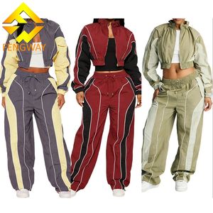 春秋用ツーピース レディース服 ジョギング ベースボールジャケット スポーツ ツーピースセット カスタムジョガー レディースセット - Product Image 1