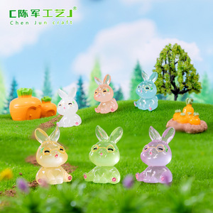 Bestseller: Ornamento da Giardino Chunjun Moss Microlandscape, Coniglietto Luminoso, Accessori per Desktop e Cucina - Product Image 3