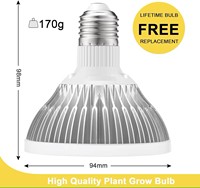 Ampoule LED de culture 28W E14 à spectre complet en PVC pour serre intérieure, fleurs, légumes, succulentes, émission bleue, IP54