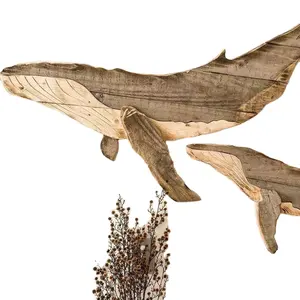 2023 도매 최고의 나무 벽 장식 아이디어 새로운 디자인 물고기 모양 나무 벽 장식