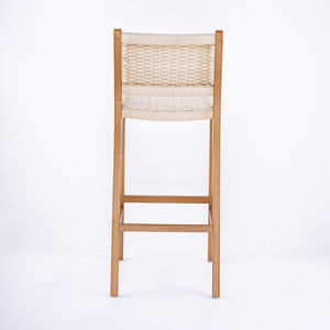 Commercia屋内家具北ヨーロッパハイカウンターウッドレトロロープ籐バースツール - Product Image 5