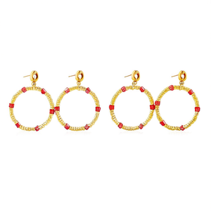 Orecchini a Cerchio in Acciaio Inossidabile Placcati Oro, Gioielli da Festa per Donne - Product Image 2