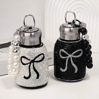 Thermos Isotherme de Luxe Haut de Gamme Incrusté de Diamants, Portable, en Acier Inoxydable 304, Grande Tasse Nœud Papillon Tendance pour Voiture