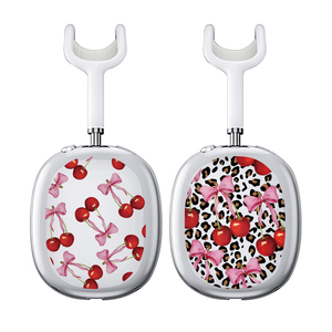 Étui souple transparent de luxe avec nœud papillon en cerise pour casque <span class=keywords><strong>AirPods</strong></span> <span class=keywords><strong>Max</strong></span>, fabriqué en TPU durable - Product Image 1
