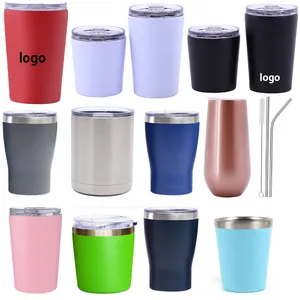 Tumbler sublimasi 10oz Tumbler hadiah Natal Tumbler berwarna untuk anak-anak dengan Laser kustom kualitas makanan bebas BPA berlapis bubuk jerami