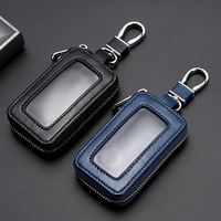 Nouvel étui à clés zippé en PU haut de gamme avec fenêtre miroir pour hommes et femmes ; Porte-clés de voiture universel vintage exquis Modèle BE-508