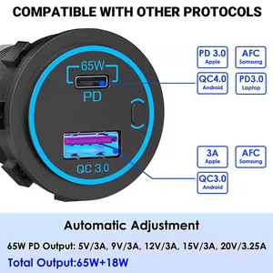 อะแดปเตอร์ USB คู่83W สำหรับ<span class=keywords><strong>รถ</strong></span>ยนต์ที่ชาร์จเพิ่มอัตโนมัติ USB-C แล็ปท็อปชาร์จเร็วพร้อมสวิตช์ไฟสำหรับ<span class=keywords><strong>มอเตอร์ไซค์</strong></span>และโทรศัพท์ - Product Image 4