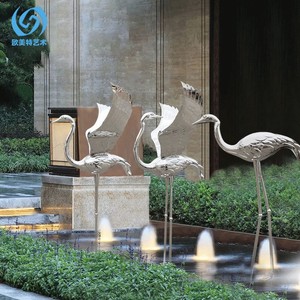 Sculptures de grue en acier inoxydable, art de la sculpture européenne et américaine, 790*1170*1390 mm, faites à la main, pour la décoration extérieure d'hôtels et de bureaux - Product Image 2