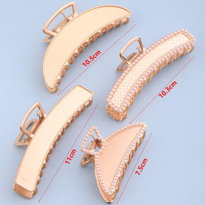 Nouvelle pince à cheveux grande taille en forme de requin, dorée, avec support solide en forme de cœur et fermoir à perles, style DIY Song Jin - Product Image 6