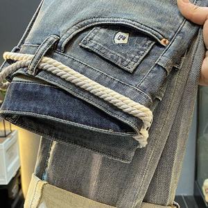 Jeans de style américain pour hommes en automne 2025, coupe slim, jambe droite, marque tendance haut de gamme, pantalon décontracté à jambe droite - Product Image 4