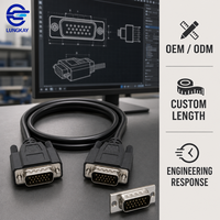 Kabel Monitor VGA Male to Male HD15 LUNG KAY, Pin Berlapis Emas, Pelindung Tembaga untuk Proyektor, Custom OEM ODM