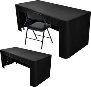 Fitted Black Tablecloth 4 Foot Open Back Wrinkle Free Banquet Use Trade Craft Show Events Vendor Booth - Product Image 6
