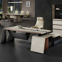 Bureau de direction moderne de luxe en cuir commercial haut de gamme au design unique