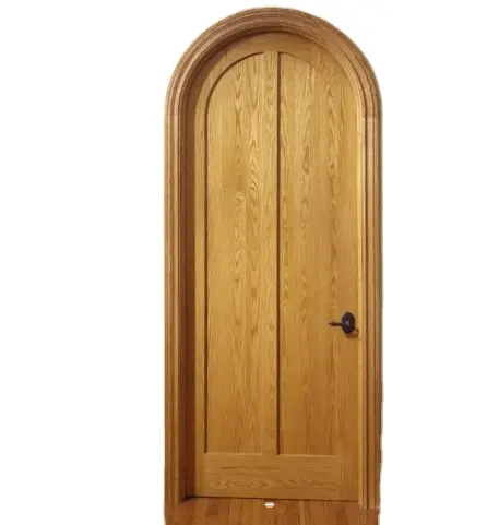 Puerta de arco superior LongTai, diseños modernos de puerta de madera para casa, baño, baño, puerta de madera