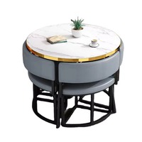 Ensemble de table à manger ronde moderne, gain de place, style sud-américain, chaise en acier carbone pour la maison, la chambre à coucher, le salon ou le restaurant