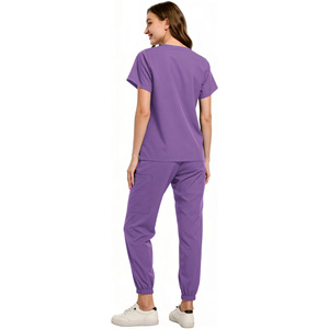 Daoyi Scrub Suit Set Unisex Elastic Fit Medical Workwear Uniforms Polyester Fabric All Sizes - Product Image 2
