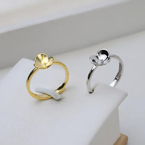 แหวนเงินแท้ S925 ลายดอกไม้เรียบง่าย แบบเปิด สำหรับผู้หญิง พร้อมไข่มุก DIY อุปกรณ์เสริม ขนาด 8-9  ฐานเปล่า รูปทรงเลข 197 - Product Image 1