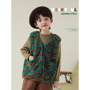 <span class=keywords><strong>Gilet</strong></span> d'hiver en velours pour enfants Garçons <span class=keywords><strong>Gilet</strong></span> coloré en tissu ondulé à double poche Plus <span class=keywords><strong>Gilet</strong></span> décontracté pour garçon - Product Image 3