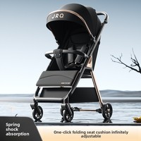 Poussette Enfant Multifonctionnelle avec Roues en PU Type X et Tissu Coton Pliable, Landau de Voyage Extérieur pour Bébé