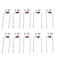 Kit de 200 diodes Zener en verre 1W, 10 types, à branchement direct, 3.3V~7.5V, série 1N47 mixte, garantie 1 an