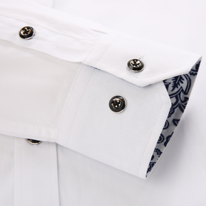 Chemise habillée pour homme en popeline tissée à manches longues, col boutonné, motif floral - Product Image 6