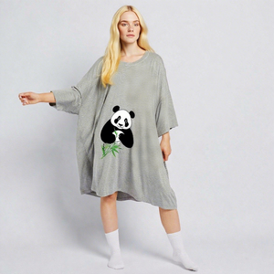 Beefey surdimensionné femmes vêtements de nuit d'<span class=keywords><strong>été</strong></span> personnalisé imprimé refroidissement court chemise de nuit avant Lyocell famille sommeil T-shirt taille unique - Product Image 1