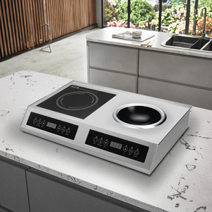 Cuisinière à induction commerciale double à brûleurs plats et wok intégrés, haute puissance 5000W*2, pour machines de cuisine, compatible ODM/OEM AM-CD207 - Product Image 2