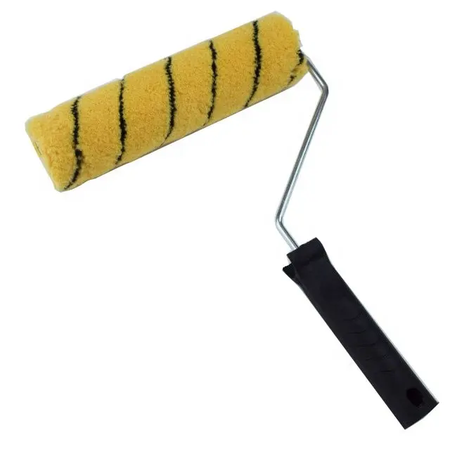 Tiger Striped Acrylic Fiber Roller Brush With Black Plastic Handle Wholesale Manufacturer