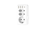 Produk Baru 1 hingga 2 Jalur Ekstensi Daya Listrik EU, Adaptor Steker Pengisi Daya Dinding OEM Soket Ekstensi Tahan Api PC CE ROHS FCC