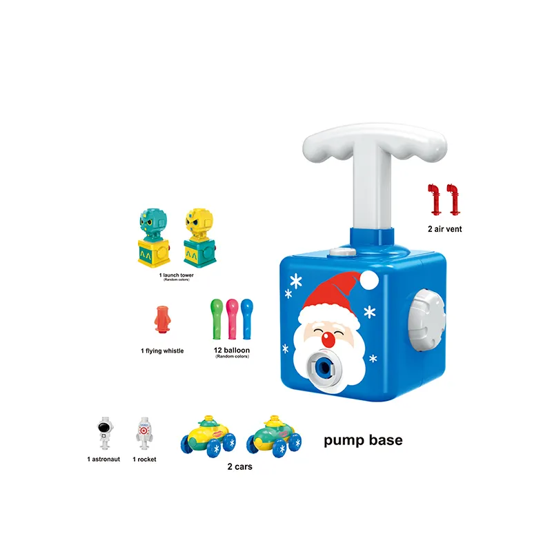 2022 Hot Sale Kids Games Educational Toys Blue Christmas Decoration Pneumatic Power Balloon Car