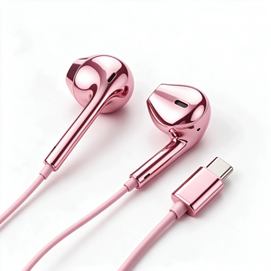 <b>Wired</b> Type C Earbuds TikTok Hot Seller Chrome Silver <b>Wired</b> Type C Earbuds Metal <b>Headphones</b> Coloured <b>Wired</b> Earphones For iPhone - Product Image 4