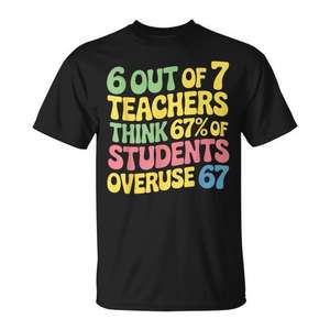 Camiseta Teacher Overuse 67 para profesores, regalo divertido, diseño humorístico - Product Image 1