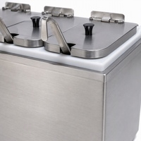Distributeur de condiments avec louches et couvercles à charnière, distributeur de sauce type louche avec cuillères en acier inoxydable