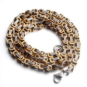 5Mm Stainless Steel <b>Men'S</b> Byzantine Jewelry 18K Gold Plated Silver Link Box <b>Chain</b> <b>Mens</b> Necklace - Product Image 3
