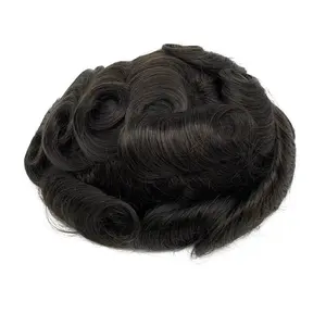 Toupee Remy Echthaar Toupee Weiches Haar Ersatz Männer Toupee für Schwarz 100 Brasilia nische Spitzen zeit Technik Welle