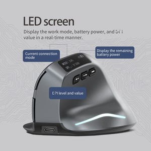Ratón Inalámbrico Vertical con Pantalla OLED, Ratón USB RGB Recargable <span class=keywords><strong>para</strong></span> Computadora, Portátil, Tableta, Ratón Ergonómico <span class=keywords><strong>para</strong></span> Juegos - Product Image 6
