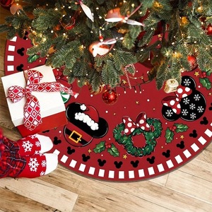 Jupe de sapin de Noël YUELIAN rouge et noire avec flocons de neige pour la décoration des fêtes - Product Image 3