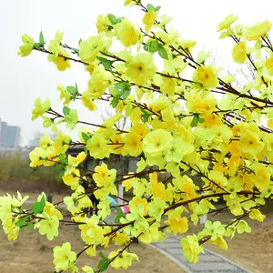 Simulação de ramos de flor de pêssego para decoração de casa, flores de plástico, projetos de verdura de jardim, árvores